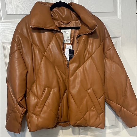 Abercrombie & Fitch Jackets & Blazers - Faux camel leather puff jacket